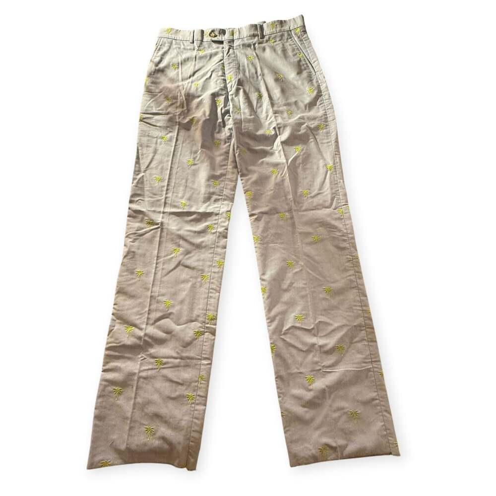 NEW J.McLaughlin Embroidered Palm Tree Sky Blue Pants Size 36